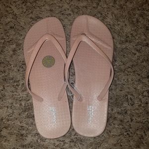 Pink sparkle flip flops new